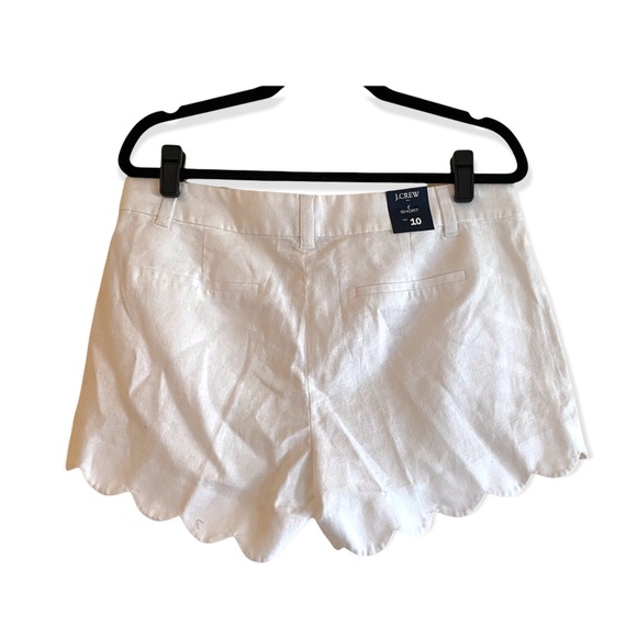 J Crew 4” Linen Blend Scalloped Hem Shorts NWT - 10 - White - Picture 3 of 5